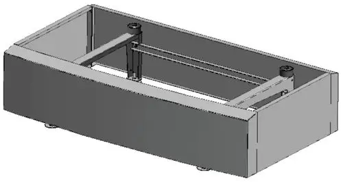 Designcover von Daikin für eine Standkonsole, rechteckige Form mit klaren Linien und stabiler Struktur, sichtbar montiert zur Abdeckung der Konsole.